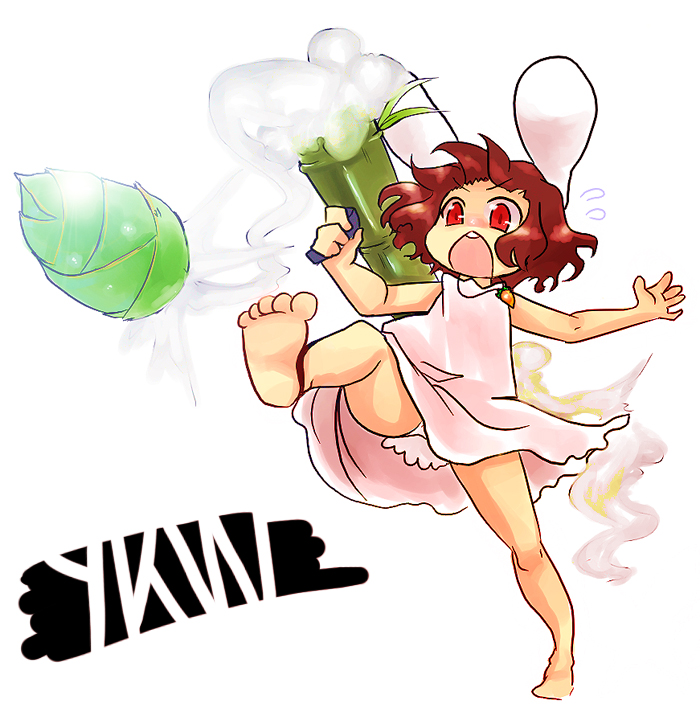 inaba tewi, touhou, artist request, 1girl, animal ears, barefoot, brown hair, carrot, carrot necklace, feet, female focus, jewelry, necklace, panties, pantyshot, pendant, rabbit ears, rabbit girl, rabbit tail, red eyes, short hair, solo, tail, toes, underwear