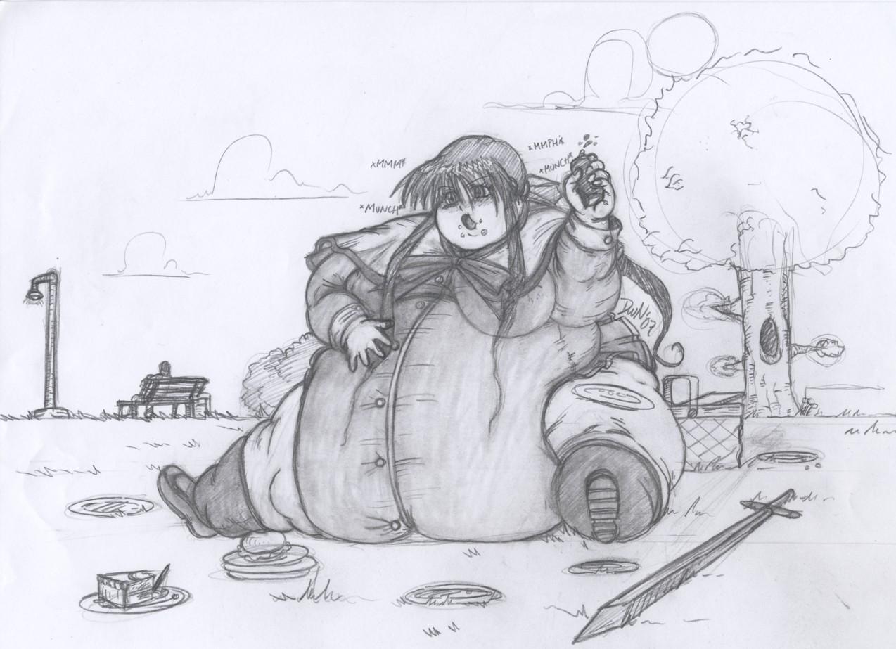 kanon, eating, fat, food, mai kawasumi, school uniform