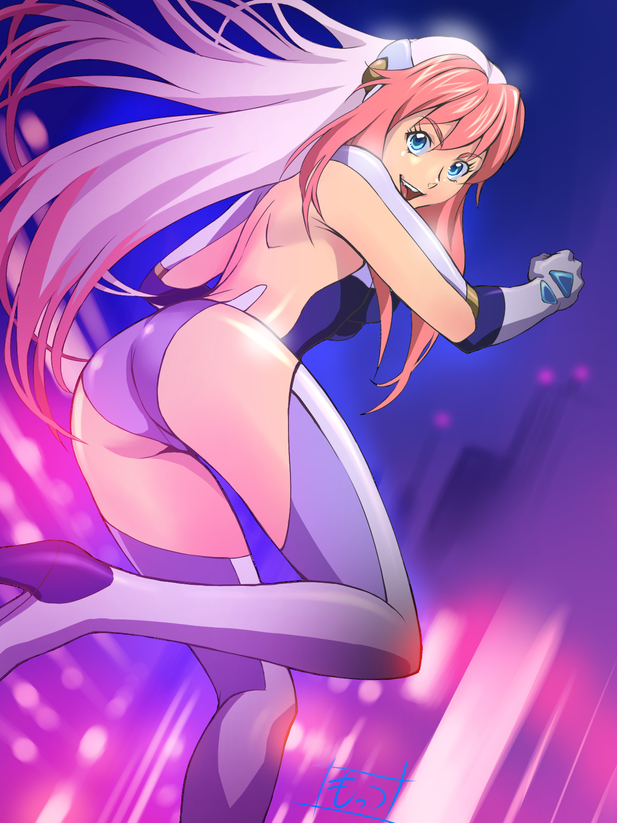 mots, birdy cephon altera, tetsuwan birdy, tetsuwan birdy decode, bad id, bad pixiv id, highres, 00s, 1girl, ass, colored bangs, female focus, leotard, solo