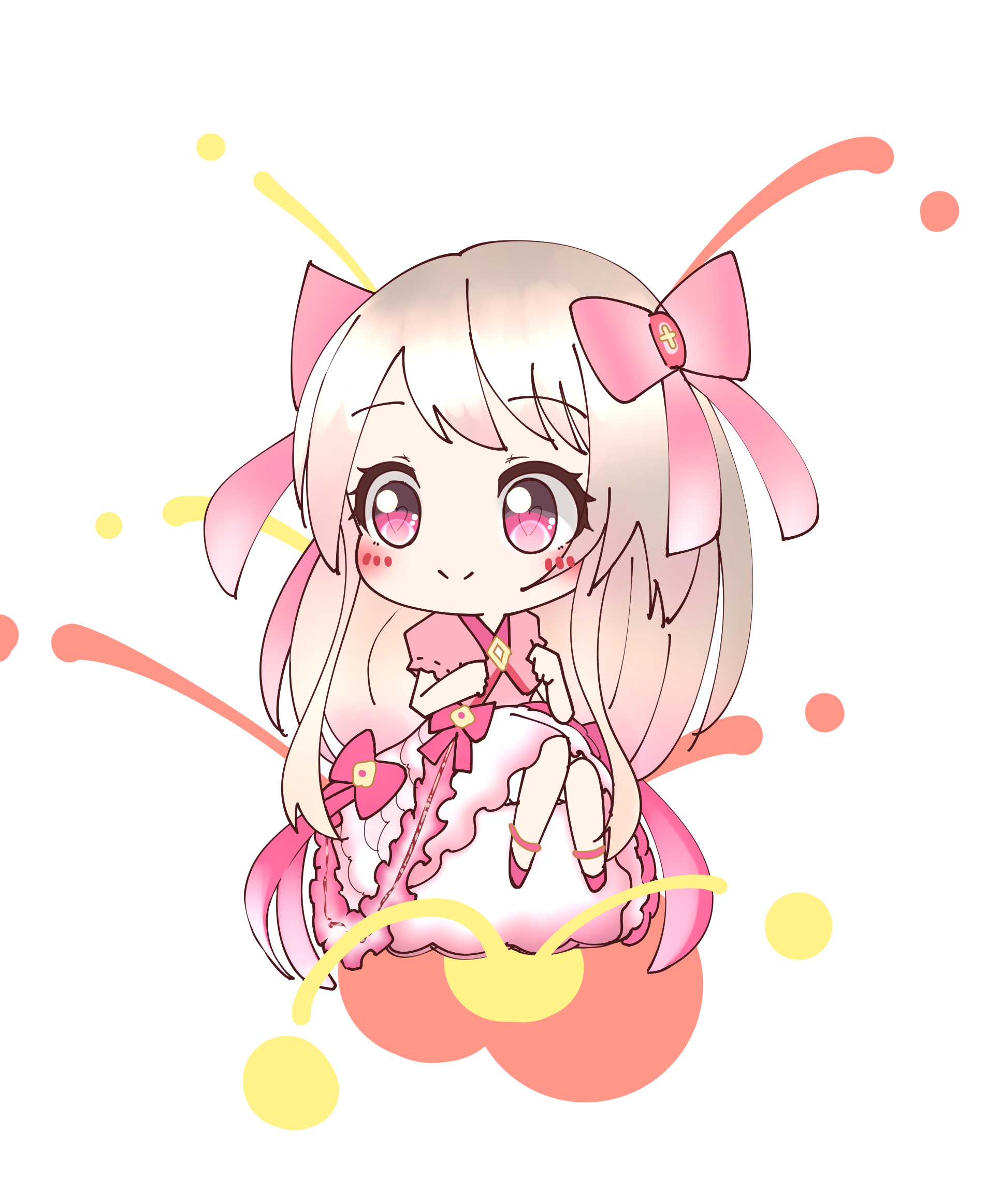 chaos marie (grimms notes), grimms notes, highres, 1girl, autumn koyo, blonde hair, closed mouth, long hair, pink eyes, smile, solo, white background