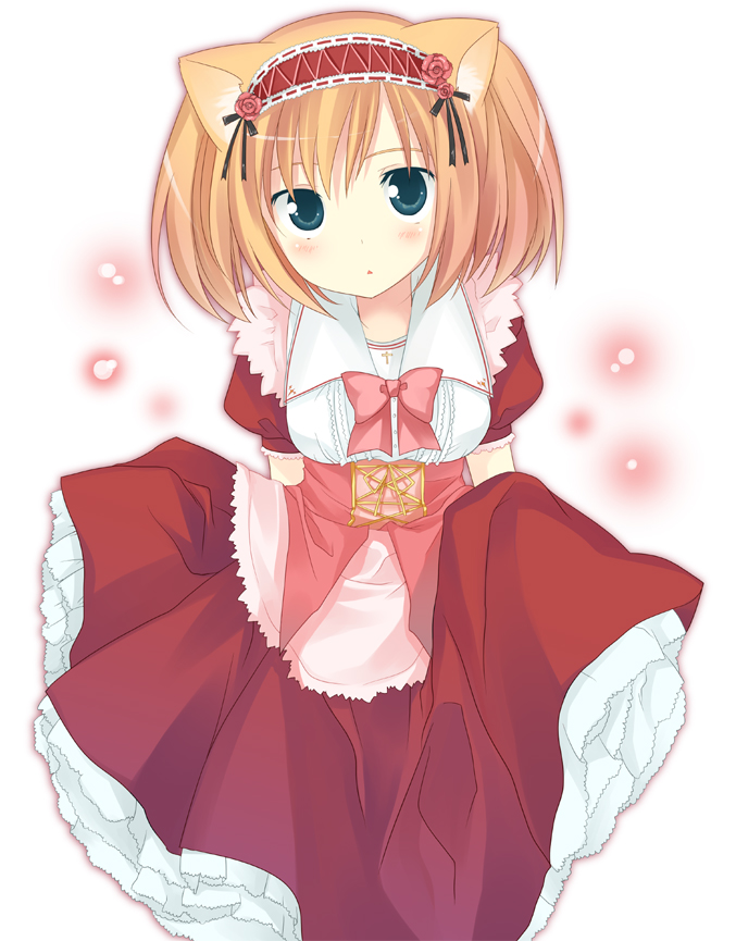 shiratama, shiratama yomogi, original, 1girl, animal ears, cat ears, dress, female focus, solo