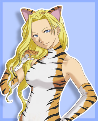 k-ma, glycine bleumer, sakura taisen, sakura taisen iii, lowres, md5 mismatch, 00s, 1girl, animal ears, blonde hair, blue eyes, cat ears, elbow gloves, gloves, leotard, long hair