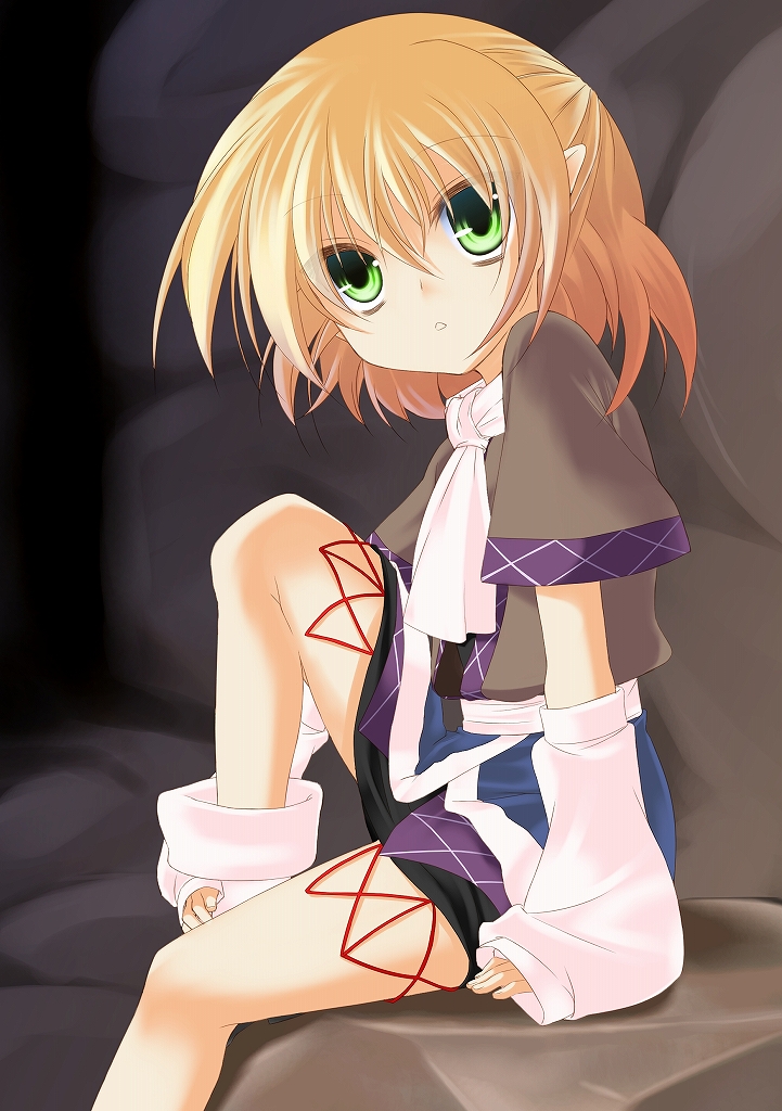 nigo (aozoragarou), mizuhashi parsee, touhou, 1girl, blonde hair, female focus, green eyes, solo