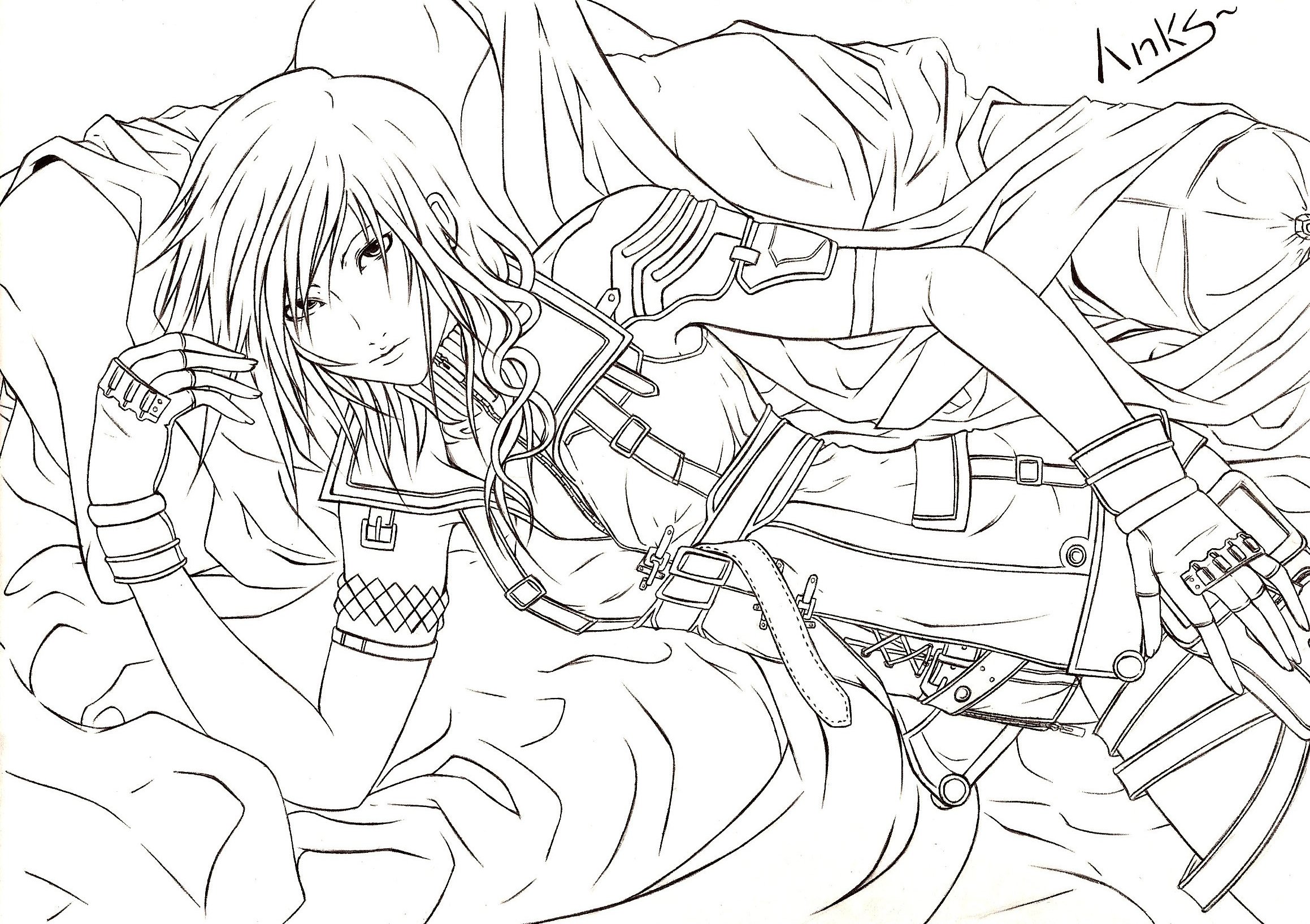 lightning farron, final fantasy, final fantasy xiii, highres, 10s, 1girl, bed, female focus, greyscale, lying, monochrome, solo