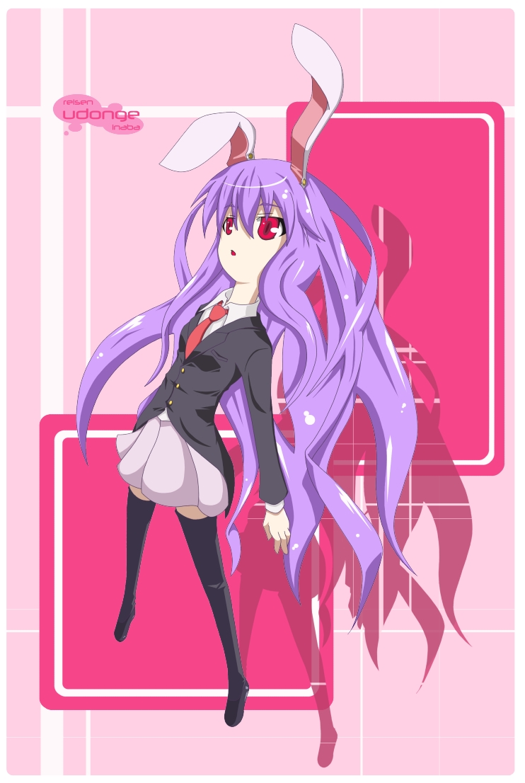 hitotsubashi inari, reisen udongein inaba, touhou, 1girl, bad anatomy, black thighhighs, female focus, long hair, poorly drawn, solo, thighhighs, very long hair