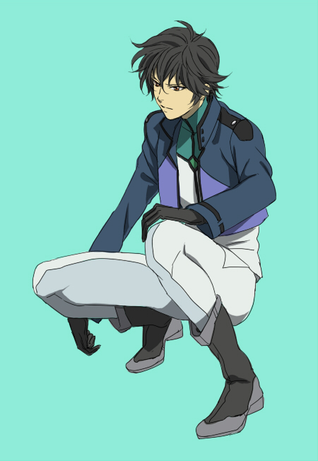 sakatsuki, setsuna f. seiei, gundam, gundam 00, bad id, bad pixiv id, 00s, black hair, boots, gloves, jacket, male focus, short hair, solo