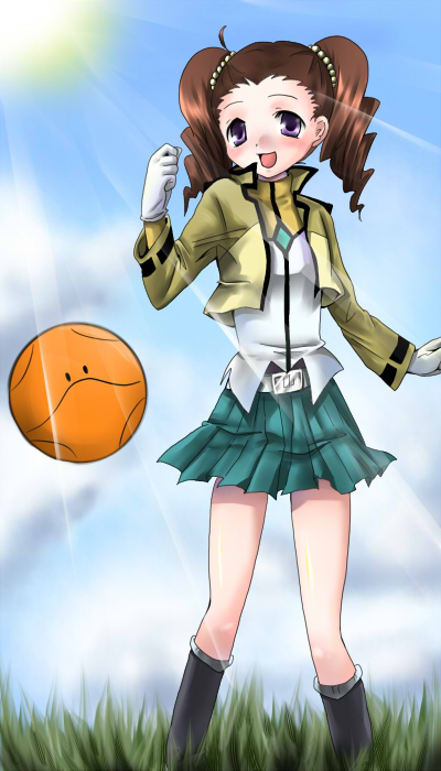 marimo danshaku, haro, mileina vashti, gundam, gundam 00, bad id, bad pixiv id, 00s, brown hair, skirt, solo, twintails