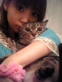 kitty, nakagawa shoko, nakagawa shouko, lowres, photo (medium), 1girl, asian, cat, looking at viewer, mai waifu, otaku, qvga, solo