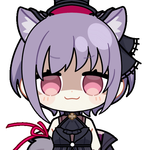 chunye haruya, yuutenji nyamu, yuutenji nyamu (magician of passion), arknights, bang dream!, bang dream! it's mygo!!!!!, animated, animated gif, looping animation, lowres, 1girl, :3, animal ears, ascot, black ascot, black dress, black hat, cat ears, cat girl, chibi, chibi only, closed mouth, dot nose, dress, empty eyes, hat, holding, holding knife, knife, looking at viewer, purple eyes, purple hair, shaded face, short hair, simple background, smile, solo, transparent background, upper body