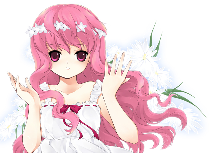 juna, louise francoise le blanc de la valliere, zero no tsukaima, bad id, bad pixiv id, 00s, flower, long hair, pink eyes, pink hair, solo