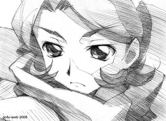 gofu, shinozaki sayoko, code geass, traditional media, 00s, greyscale, monochrome, sketch, solo
