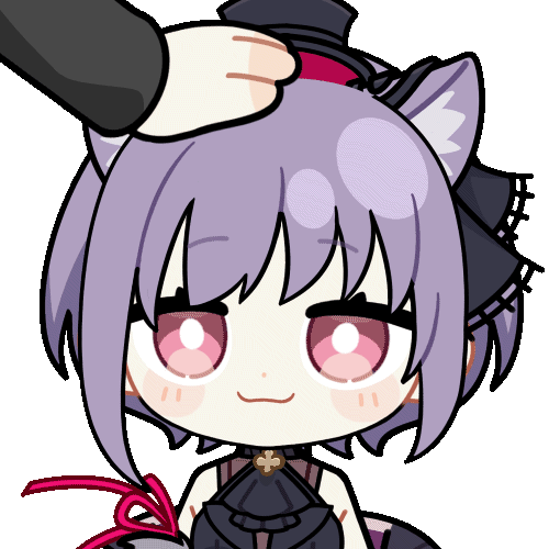 chunye haruya, yuutenji nyamu, yuutenji nyamu (magician of passion), arknights, bang dream!, bang dream! it's mygo!!!!!, animated, animated gif, lowres, 1girl, 1other, :3, animal ear fluff, animal ears, black hat, blinking, blush stickers, bright pupils, cat ears, cat girl, chibi, chibi only, closed mouth, dot nose, hand on another's head, hat, headpat, looking at viewer, pink eyes, purple hair, short hair, simple background, smile, solo focus, transparent background, upper body, white pupils
