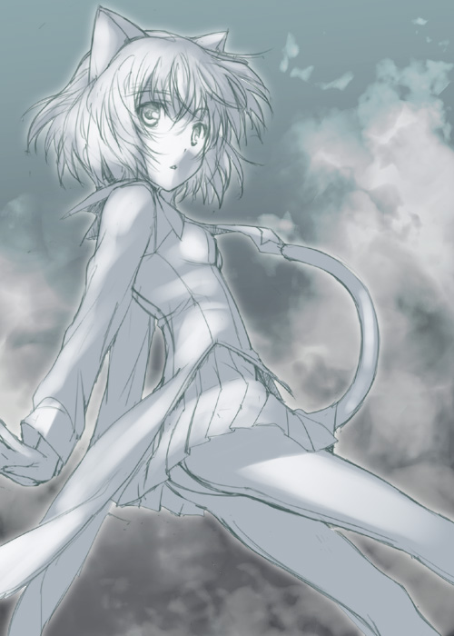 mizuki makoto, sanya v. litvyak, strike witches, world witches series, 00s, 1girl, aqua theme, blue theme, female focus, monochrome, pantyhose, solo