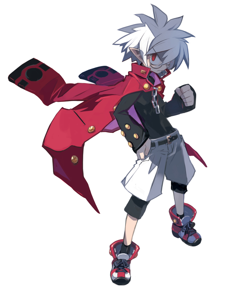 harada takehito, mao (disgaea), disgaea, makai senki disgaea 3, nippon ichi, highres, official art, scan, 1boy, glasses, male focus, round eyewear, solo, white background
