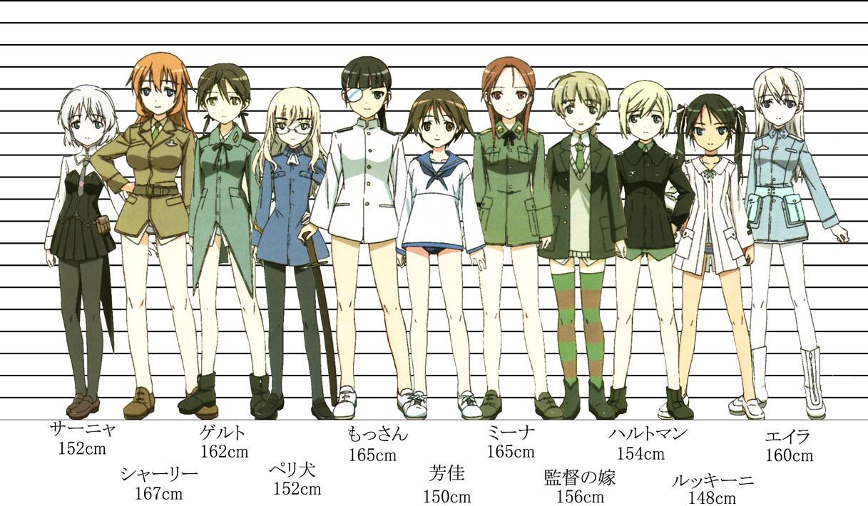 charlotte e. yeager, eila ilmatar juutilainen, erica hartmann, francesca lucchini, gertrud barkhorn, lynette bishop, minna-dietlinde wilcke, miyafuji yoshika, perrine h. clostermann, sakamoto mio, sanya v. litvyak, strike witches, world witches series, pinstripe legwear, silver hair, striped, white legwear, non-web source, official art, 00s, 501st joint fighter wing, 6+girls, belt, black hair, black pantyhose, blazer, blonde hair, blue eyes, boots, brown eyes, brown hair, dress shirt, everyone, glasses, green eyes, hand on own hip, height chart, jacket, katana, lineup, long hair, looking at viewer, military, military uniform, multiple girls, neck ribbon, necktie, no pants, orange eyes, orange hair, panties, pantyhose, pinstripe pattern, pleated skirt, ponytail, pouch, red hair, ribbon, sailor collar, school uniform, sheath, shirt, shoes, short hair, short twintails, skirt, sword, twintails, underwear, weapon, yellow eyes