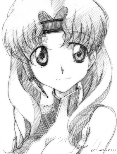 gofu, futaba ayame, code geass, traditional media, 00s, greyscale, monochrome, sketch, solo