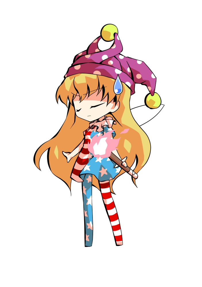 dairi, clownpiece, touhou, commentary request, large variant set, variant set, 1girl, american flag, american flag dress, american flag legwear, american flag print, blonde hair, chibi, chibi only, fairy wings, flag print, full body, hat, holding, holding torch, jester cap, long hair, no shoes, pantyhose, polka dot headwear, purple hat, short sleeves, simple background, solo, tachi-e, torch, transparent background, wings
