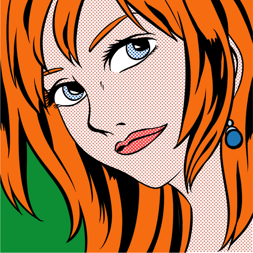 love helix, nami (one piece), one piece, commentary, commentary request, english commentary, mixed-language commentary, 1girl, blue eyes, closed mouth, earrings, green background, jewelry, lips, lipstick, long hair, makeup, orange hair, red lips, simple background, smile, solo