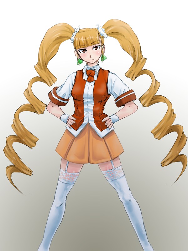 rickert kai, petra johanna lagerkvist, aq interactive, arcana heart, arcana heart 2, atlus, examu, 1girl, female focus, gradient background, solo, thighhighs, white thighhighs