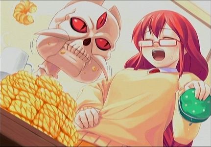 mike (arcana heart), yasuzumi yoriko, aq interactive, arcana heart, atlus, examu, lowres, donut, food, glasses