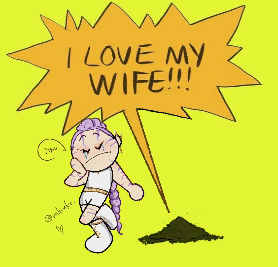 jinu (kpop demon hunters), rumi (kpop demon hunters), kpop demon hunters, commentary, english commentary, 1girl, ashes, body markings, boots, braid, braided ponytail, closed eyes, english text, facial mark, green background, heart, maleantee, purple hair, shorts, simple background, sleeveless, speech bubble, standing, standing on one leg, twitter username, white boots, white shorts