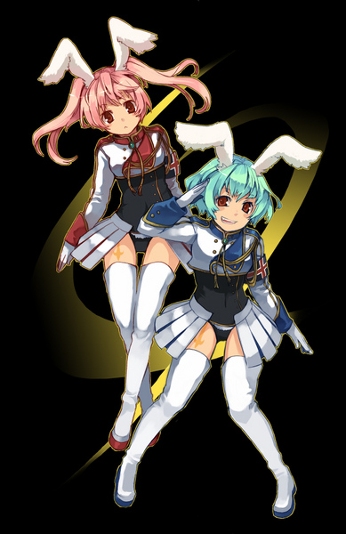 hanokage, chiester410, chiester45, chiester sisters, umineko no naku koro ni, resized, 2girls, animal ears, green hair, multiple girls, pink hair, pixiv thumbnail, rabbit ears, red eyes, twintails