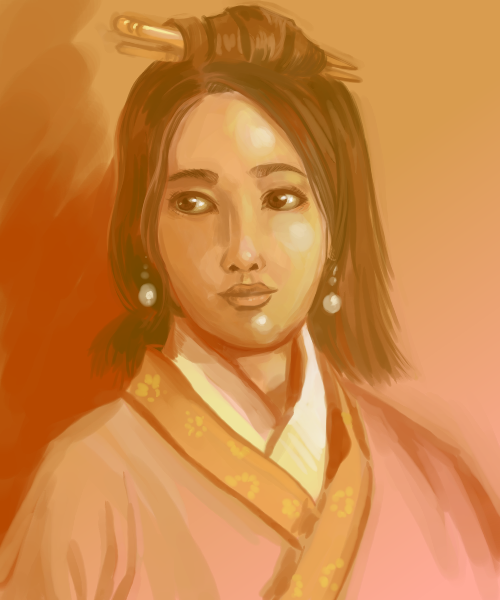 artist request, tagme, 1girl, chinese text, earrings, female focus, jewelry, solo