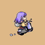 identity, obscur, fujibayashi kyou, clannad, vespa, vehicle, lowres, 00s, helmet, motor vehicle, oekaki, pixel art, school uniform, scooter, serafuku, solo