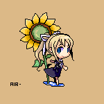 identity, obscur, kamio misuzu, air (visual novel), lowres, 00s, flower, oekaki, pixel art, solo, sunflower