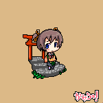 identity, obscur, hitotsubashi yurie, kamichu!, lowres, 00s, oekaki, pixel art, solo, torii
