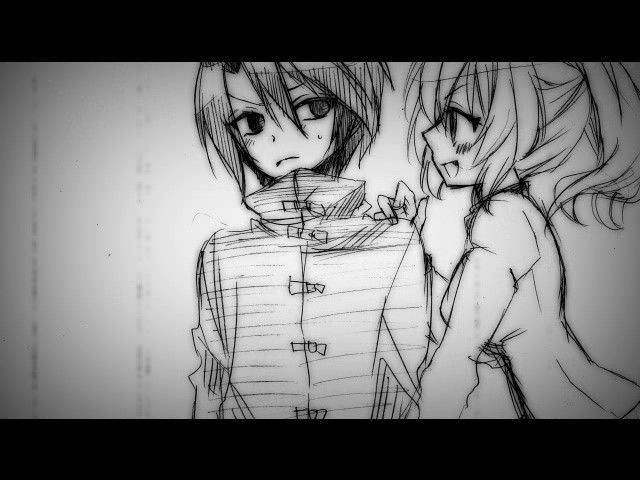 ico (pekoguest), kanon (umineko), ushiromiya jessica, umineko no naku koro ni, 00s, blush, greyscale, jacket, monochrome, ponytail, short hair, sketch