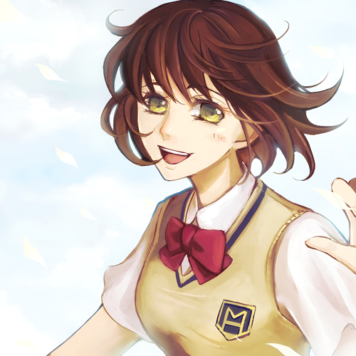 ronce, kaminagi ryouko, zegapain, bad id, bad pixiv id, lowres, 00s, 1girl, female focus, short hair, solo, yellow eyes