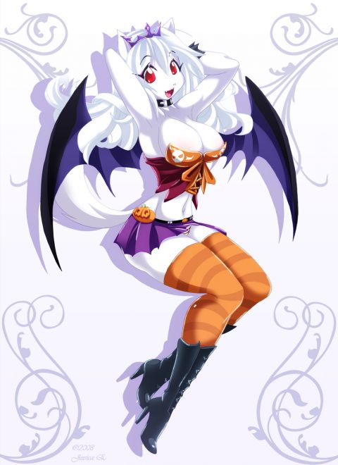 jessica elwood (artist), breasts, furry, large breasts, red eyes, white hair