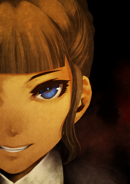 kunieda, beatrice, umineko no naku koro ni, resized, blonde hair, blue eyes, brown hair, close-up, grin, pixiv thumbnail, smile