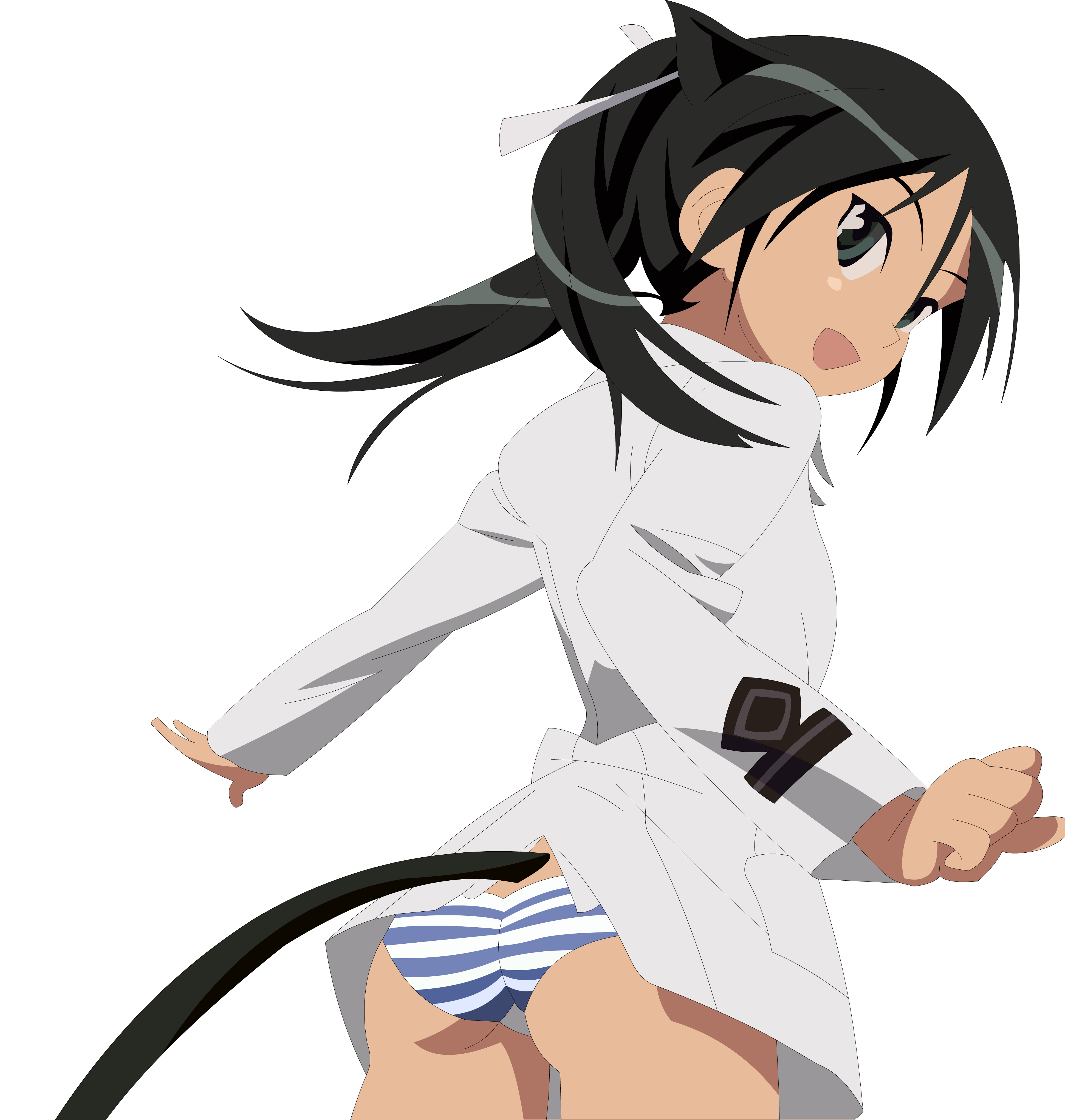 francesca lucchini, strike witches, world witches series, absurdres, derivative work, highres, non-web source, vector trace, 00s, 1girl, cowboy shot, female focus, no pants, panties, solo, striped clothes, striped panties, transparent background, underwear