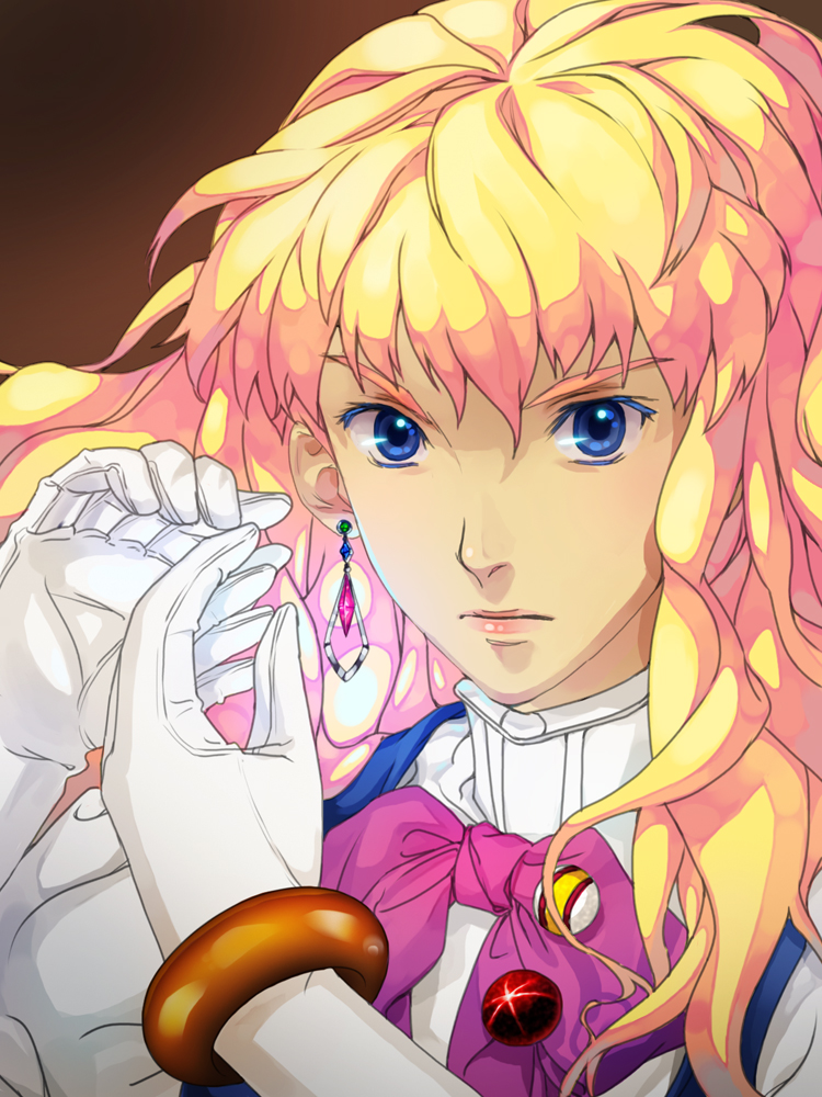 jane mere, sheryl nome, macross, macross frontier, 00s, blonde hair, blue eyes, bracelet, earrings, gloves, jewelry, long hair, solo