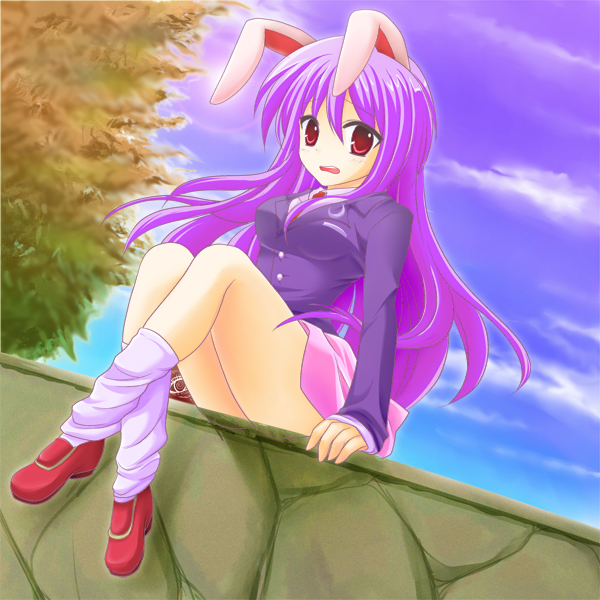 kino konomi, konomi (kino konomi), reisen udongein inaba, team shanghai alice, touhou, bad id, bad pixiv id, 1girl, animal ears, female focus, long hair, looking at viewer, purple hair, rabbit ears, skirt, solo