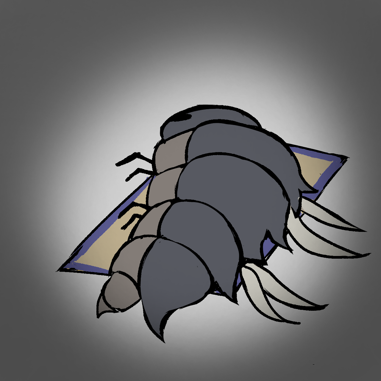 hollow knight, hollow knight: silksong, highres, animal focus, bug, death, dying in a glue trap (meme), full body, glue trap, meme, no humans, on floor, savage beastfly (hollow knight), solo, sts-puelle