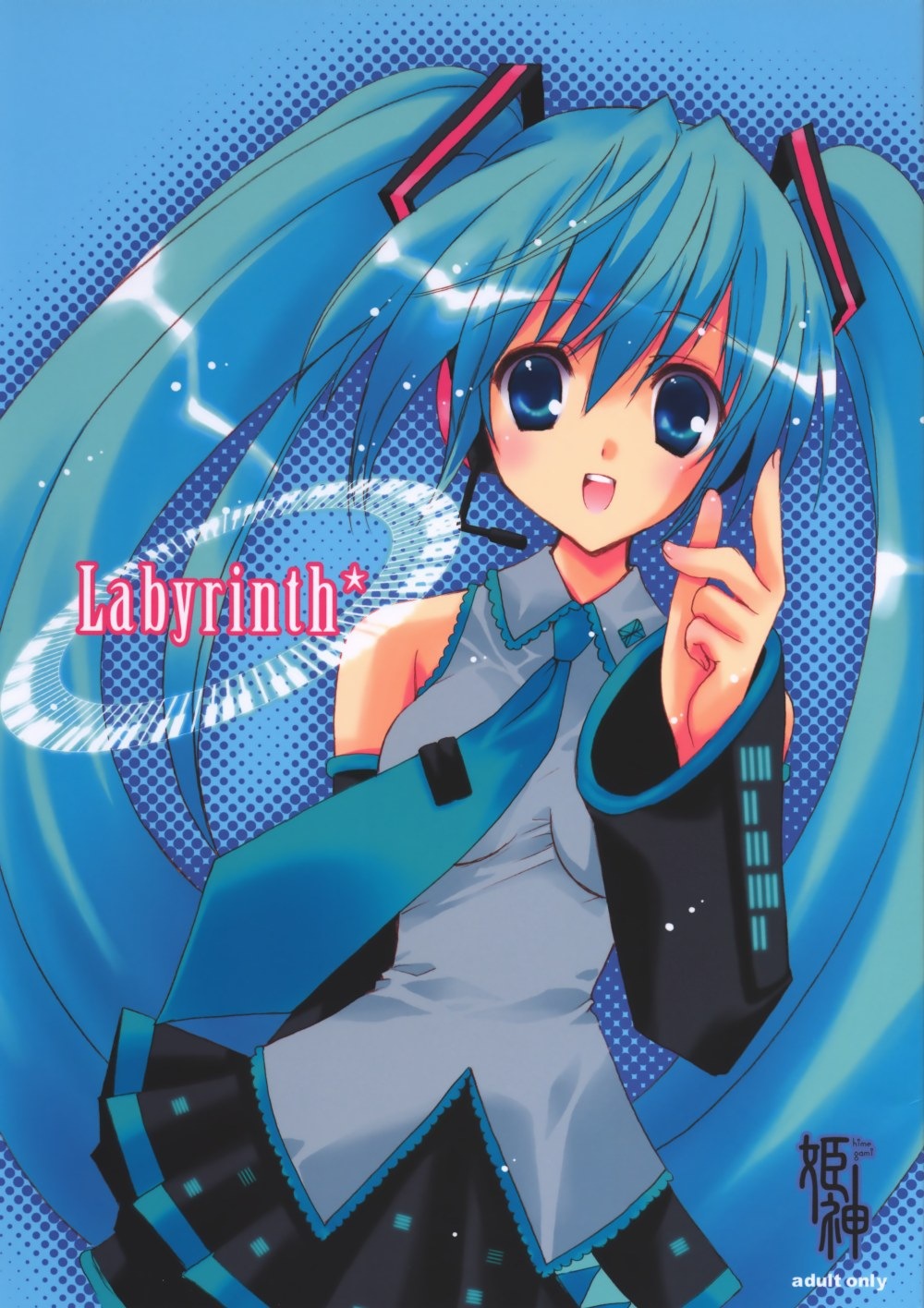 nanase aoi, hatsune miku, vocaloid, highres, 1girl, detached sleeves, female focus, green hair, headphones, looking at viewer, necktie, solo, twintails