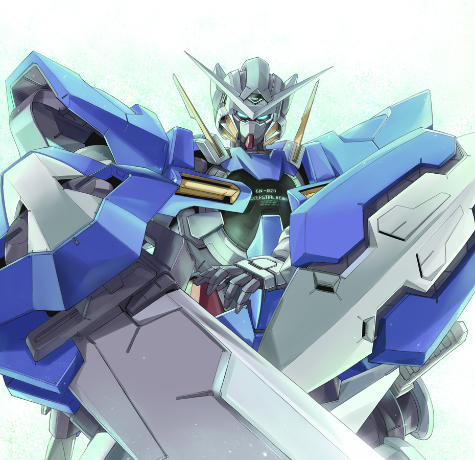 tomo (machinemess), tomo (pixiv), exia, gundam exia, gundam, gundam 00, bad id, bad pixiv id, 00s, armor, helmet, machinery, mecha, no humans, robot, weapon
