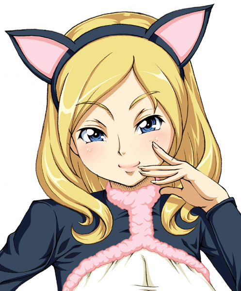 kasanui, milly ashford, code geass, bad id, bad pixiv id, 00s, blonde hair, blue eyes, blush, cat wars, smile, solo