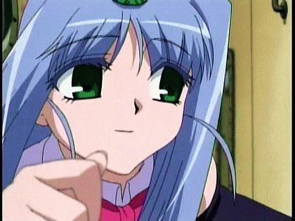 reverie metherlence, elemental gelade, animated, animated gif, anime screenshot, lowres, non-web source, 00s, blue hair, green eyes, long hair, open mouth, running, smile, solo