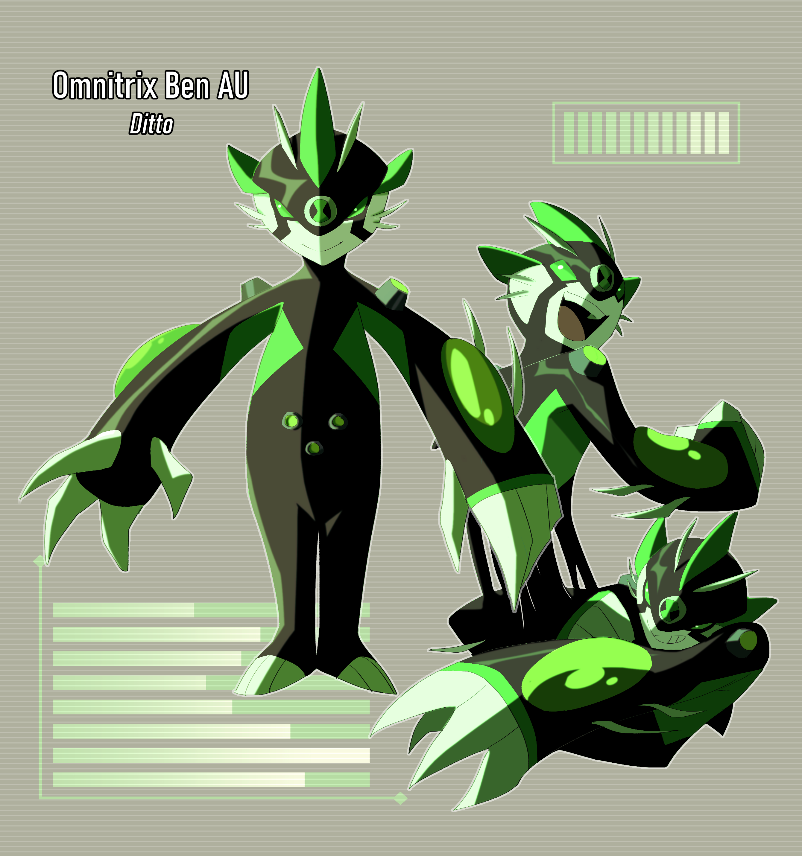 hiffuu, ditto, ben 10, absurdres, highres, alien, gen 1 pokemon, mitosis, omnitrix, open mouth, scanlines, whiskers