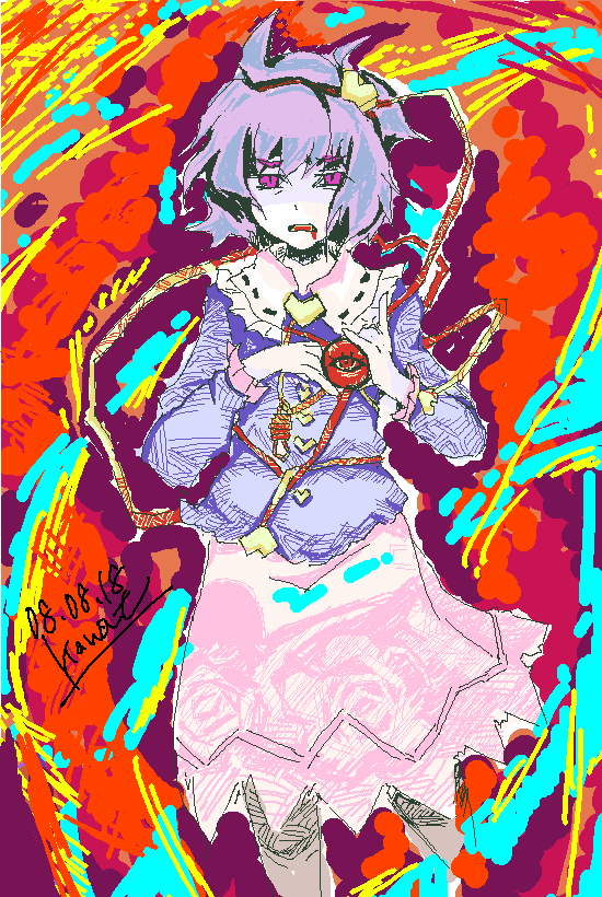 komeiji satori, touhou, 1girl, female focus, sketch, solo, third eye