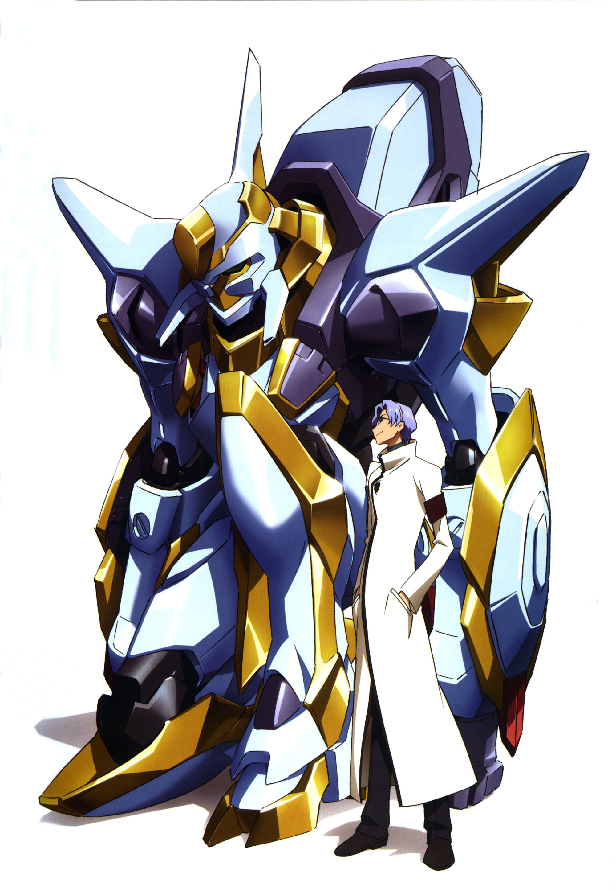 kimura takahiro, nakata eiji, lancelot (code geass), lancelot z-01, lloyd asplund, code geass, absurdres, highres, official art, 00s, 1boy, male focus, mecha, robot, solo