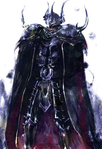 houmuari, houmuari (pixiv), golbez, final fantasy, final fantasy iv, bad id, bad pixiv id, 1990s (style), 1boy, armor, cape, full armor, helmet, male focus, solo, white background