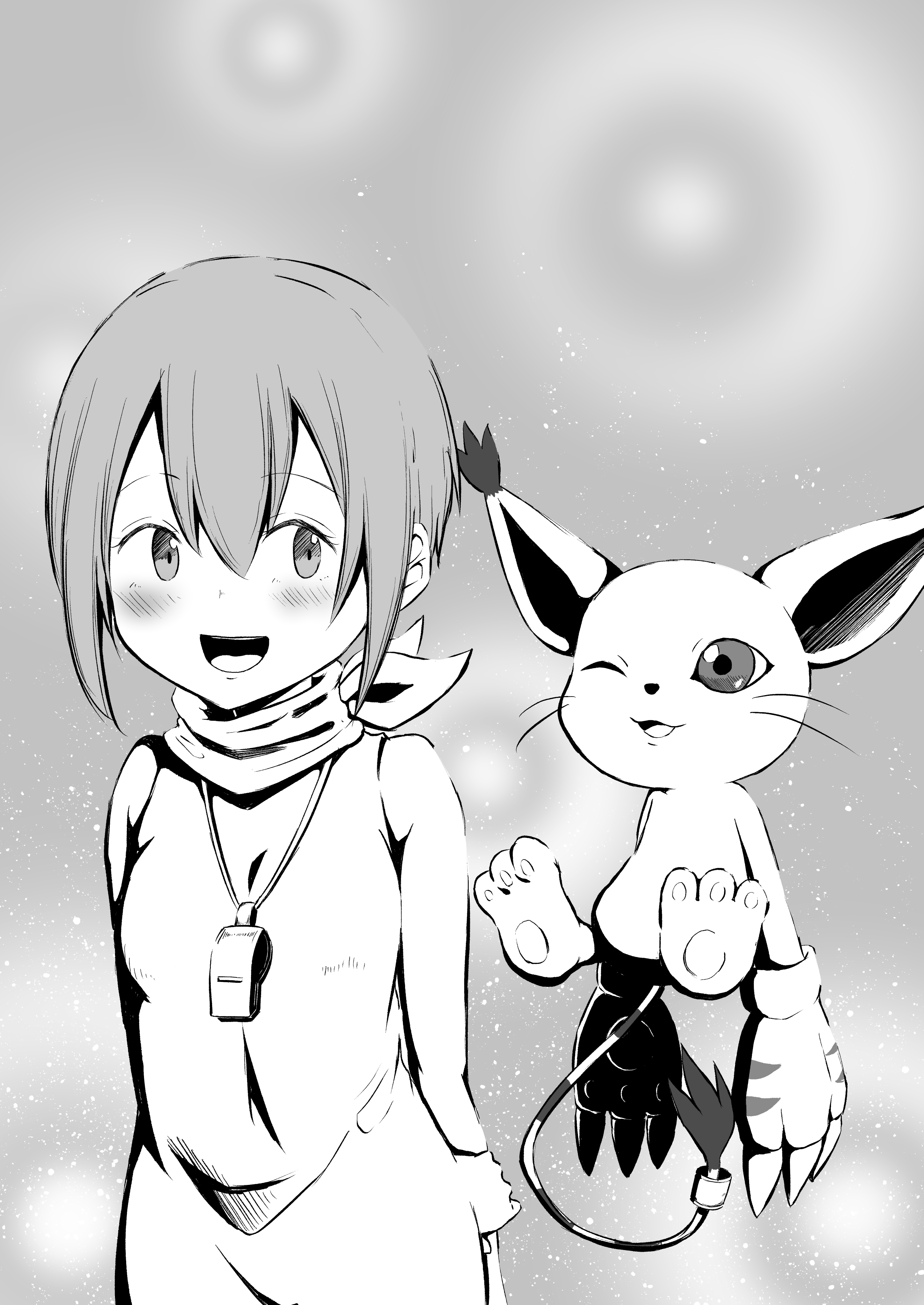 tailmon, yagami hikari, digimon, absurdres, highres, animal ears, cat, cat ears, digimon (creature), gloves, holy ring, pixiv user (110906553), tail