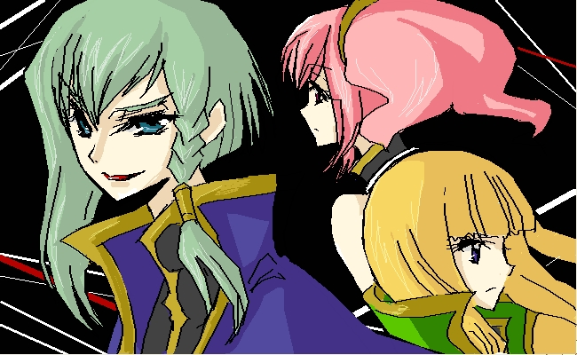 anya alstreim, monica kruszewski, nonette enneagram, code geass, code geass: lost colors, 00s, blonde hair, cape, pink hair