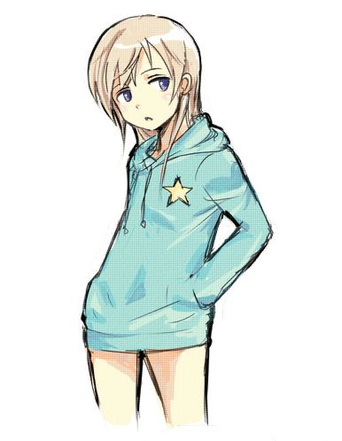 bonbonbobon, eila ilmatar juutilainen, strike witches, world witches series, bad id, bad pixiv id, lowres, 00s, 1girl, female focus, hood, hoodie, long hair, no pants, official alternate costume, solo