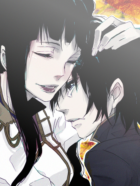 kamiyu, yumitosi, lelouch vi britannia, marianne vi britannia, code geass, bad id, bad pixiv id, 00s, 1boy, 1girl, age difference, black hair, closed eyes, hug, long hair, mother and son, short hair, tears